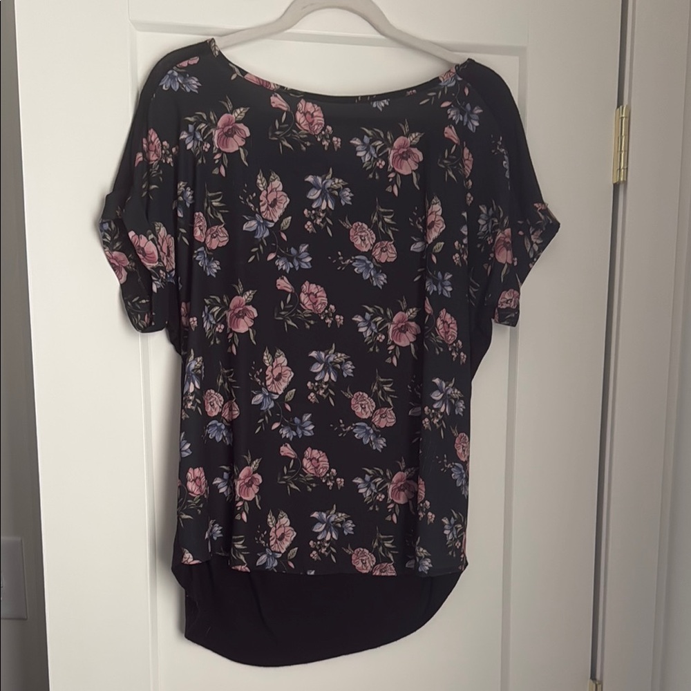 Beautiful black blouse with floral design